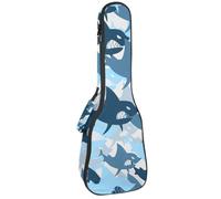 VAPOKF Sac pour ukulélé, housse pour ukulélé soprano ténor concert de 58,4 cm, 10 mm d'épaisseur, rembourrée, sangles réglables, sac de transport, militaire, requin, prédateur, multicolore,