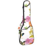 VAPOKF Sac pour ukulélé, housse pour ukulélé soprano ténor concert de 58,4 cm, 10 mm d'épaisseur, rembourré, doux, sangles réglables, sac de transport, beaux oiseaux et fleurs, multicolore,