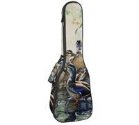 VAPOKF Sac pour ukulélé, housse pour ukulélé soprano ténor concert de 58,4 cm, 10 mm d'épaisseur, rembourré, sangles réglables, sac de transport, groupe de canards indiens coureurs sur l'eau,
