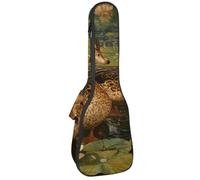 VAPOKF Sac pour ukulélé, housse pour ukulélé soprano ténor concert de 58,4 cm, 10 mm d'épaisseur, rembourré, doux, sangles réglables, sac de transport, motif feuilles de lotus et canards indiens,