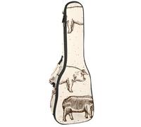 VAPOKF Sac pour ukulélé, housse pour ukulélé soprano ténor concert de 58,4 cm, 10 mm d'épaisseur, rembourré, doux, sangles réglables, sac de transport, cochon animal de la ferme, multicolore,