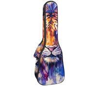 VAPOKF Sac pour ukulélé, housse pour ukulélé soprano ténor concert de 58,4 cm, 10 mm d'épaisseur, rembourrée, sangles réglables, sac de transport, motif lion aquarelle, multicolore,