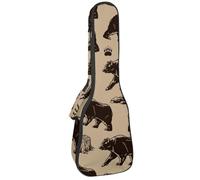 VAPOKF Sac pour ukulélé, housse pour ukulélé soprano ténor concert de 58,4 cm, 10 mm d'épaisseur, rembourré, doux, sangles réglables, sac de transport, ours grizzly, pierres, souches en bois,