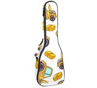 VAPOKF Sac pour ukulélé, housse pour ukulélé soprano ténor concert de 58,4 cm, 10 mm d'épaisseur, rembourré, sangles réglables, sac de transport, tracteur jaune de ferme et botte de foin, multicolore,