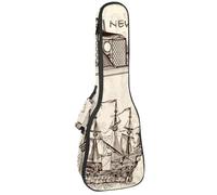 VAPOKF Sac pour ukulélé, housse pour ukulélé soprano ténor concert de 58,4 cm, 10 mm d'épaisseur, rembourrée, sangles réglables, sac de transport, vieilles voitures classiques et tricycle,