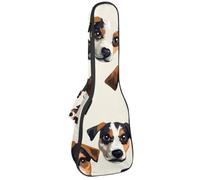 VAPOKF Sac pour ukulélé, housse pour ukulélé soprano ténor concert de 58,4 cm, 10 mm d'épaisseur, rembourré, sangles réglables, sac de transport, motif Jack Russell Terrier, multicolore,
