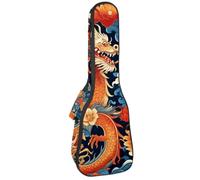 VAPOKF Sac pour ukulélé, housse pour ukulélé soprano ténor concert de 58,4 cm, 10 mm d'épaisseur, rembourré, doux, sangles réglables, sac de transport, motif dragon de bon augure ancien, multicolore,