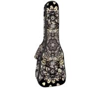 VAPOKF Sac pour ukulélé, housse pour ukulélé soprano ténor concert de 58,4 cm, 10 mm d'épaisseur, rembourré, doux, sangles réglables, sac de transport, motif floral danois doré en baroque,