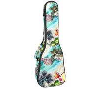 VAPOKF Sac pour ukulélé, housse pour ukulélé soprano ténor concert de 58,4 cm, 10 mm d'épaisseur, rembourré, doux, sangles réglables, sac de transport, sac de transport, palmier tropical, tortue,