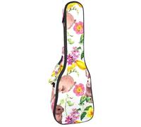 VAPOKF Sac pour ukulélé, housse pour ukulélé soprano ténor concert de 58,4 cm, 10 mm d'épaisseur, rembourré, doux, sangles réglables, sac de transport, adorable lapin aux fleurs printanières,