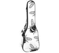 VAPOKF Sac pour ukulélé, housse pour ukulélé soprano ténor concert de 58,4 cm, 10 mm d'épaisseur, rembourrée, sangles réglables, sac de transport, dessin à la main, bourdon noir, multicolore,