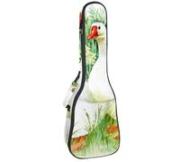 VAPOKF Sac pour ukulélé, housse pour ukulélé soprano ténor concert de 58,4 cm, 10 mm d'épaisseur, rembourré, doux, sangles réglables, sac de transport, aquarelle de la ferme d'oie dans la prairie,
