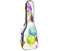 VAPOKF Sac pour ukulélé, housse pour ukulélé soprano ténor concert de 58,4 cm, 10 mm d'épaisseur, rembourré, doux, sangles réglables, sac de transport, aquarelle carlin, chiot, corgi, multicolore,