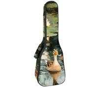 VAPOKF Sac pour ukulélé, housse pour ukulélé soprano ténor concert de 58,4 cm, 10 mm d'épaisseur, rembourré, doux, sangles réglables, sac de transport, canards indiens sur bassin à lotus, multicolore,