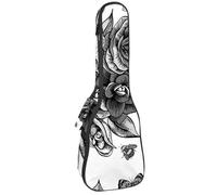 VAPOKF Sac pour ukulélé, housse pour ukulélé soprano ténor concert de 58,4 cm, 10 mm d'épaisseur, rembourré, doux, sangles réglables, sac de transport, bégonia, fleur, papillon et abeilles,