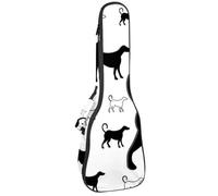 VAPOKF Sac pour ukulélé, housse pour ukulélé soprano ténor concert de 58,4 cm, 10 mm d'épaisseur, rembourré, sangles réglables, sans couture, silhouettes de chiens, multicolore, 25.9x9x3.1in/66x23x8cm