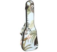 VAPOKF Sac pour ukulélé, housse pour ukulélé soprano ténor concert de 58,4 cm, 10 mm d'épaisseur, rembourré, doux, sangles réglables, sac de transport, singe tropical, lotus, pêche, feuilles de
