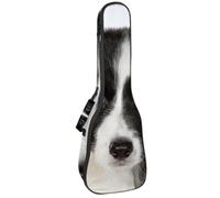 VAPOKF Sac pour ukulélé, housse pour ukulélé soprano ténor concert de 58,4 cm, 10 mm d'épaisseur, rembourré, doux, sangles réglables, sac de transport, Border Collie chiot, multicolore,