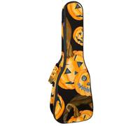 VAPOKF Sac pour ukulélé, housse pour ukulélé soprano ténor concert de 58,4 cm, 10 mm d'épaisseur, rembourré, doux, sangles réglables, sac de transport, citrouilles d'Halloween Jack, multicolore,