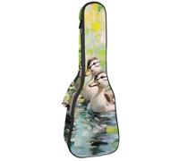 VAPOKF Sac pour ukulélé, housse pour ukulélé soprano ténor concert de 58,4 cm, 10 mm d'épaisseur, rembourré, sangles réglables, sac de transport, canards indiens sur peinture à l'eau, multicolore,