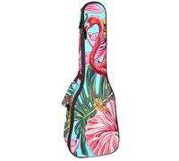 VAPOKF Sac pour ukulélé, housse pour ukulélé soprano ténor concert de 58,4 cm, 10 mm d'épaisseur, rembourré, doux, sangles réglables, sac de transport, flamant rose, hibiscus tropical, feuilles de