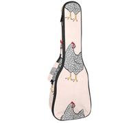 VAPOKF Sac pour ukulélé, housse pour ukulélé soprano ténor concert de 58,4 cm, 10 mm d'épaisseur, rembourré, sangles réglables, sac de transport, sac de transport pour poules mouchetées de la ferme,