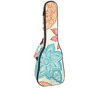 VAPOKF Sac pour ukulélé, housse pour ukulélé soprano ténor concert de 58,4 cm, 10 mm d'épaisseur, rembourrée, sangles réglables, sac de transport, ornement hipple mandala fleur, multicolore,