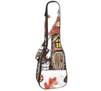VAPOKF Sac pour ukulélé, housse pour ukulélé soprano ténor concert de 58,4 cm, 10 mm d'épaisseur, rembourré, doux, sangles réglables, sac de transport, château effrayant, arbre mort, toile d'araignée,