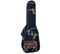 VAPOKF Sac pour ukulélé, housse pour ukulélé soprano ténor concert de 58,4 cm, 10 mm d'épaisseur, rembourré, doux, sangles réglables, sac de transport, silhouette de cochon de ferme, multicolore,