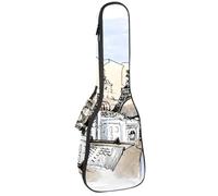VAPOKF Sac pour ukulélé, housse pour ukulélé soprano ténor concert de 58,4 cm, 10 mm d'épaisseur, rembourré, sangles réglables, sac de transport, paysage de Paris, multicolore, 25.9x9x3.1in/66x23x8cm
