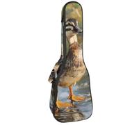 VAPOKF Sac pour ukulélé, housse pour ukulélé soprano ténor concert de 58,4 cm, 10 mm d'épaisseur, rembourré, doux, sangles réglables, sac de transport, peinture de canards indiens, multicolore,