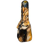 VAPOKF Sac pour ukulélé, housse pour ukulélé soprano ténor concert de 58,4 cm, 10 mm d'épaisseur, rembourrée, sangles réglables, sac de transport, aquarelle lion et tigre, multicolore,