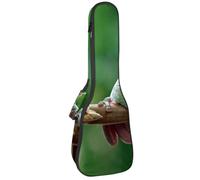 VAPOKF Sac pour ukulélé, housse pour ukulélé soprano ténor concert de 58,4 cm, 10 mm d'épaisseur, rembourré, doux, sangles réglables, sac de transport, grenouille australienne blanche assise sur une