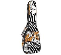 VAPOKF Sac pour ukulélé, housse pour ukulélé soprano ténor concert de 58,4 cm, 10 mm d'épaisseur, rembourrée, sangles réglables, sac de transport, tigre et zèbre, animal sauvage, multicolore,