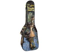 VAPOKF Sac pour ukulélé, housse pour ukulélé soprano ténor concert de 58,4 cm, 10 mm d'épaisseur, rembourré, doux, sangles réglables, sac de transport, canards indiens pour la natation, multicolore,