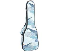 VAPOKF Sac pour ukulélé, housse pour ukulélé soprano ténor concert de 58,4 cm, 10 mm d'épaisseur, rembourrée, sangles réglables, sac de transport, baleine de mer et histoire de fille, multicolore,