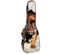 VAPOKF Sac pour ukulélé, housse pour ukulélé soprano ténor concert de 58,4 cm, 10 mm d'épaisseur, rembourré, sangles réglables, sac de transport, Tiger Walk from Destroyed Wall, multicolore,