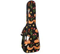 VAPOKF Sac pour ukulélé, housse pour ukulélé soprano ténor concert de 58,4 cm, 10 mm d'épaisseur, rembourrée, sangles réglables, sac de transport, renard d'été et fleurs, multicolore,