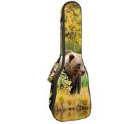 VAPOKF Sac pour ukulélé, housse pour ukulélé soprano ténor concert de 58,4 cm, 10 mm d'épaisseur, rembourré, doux, sangles réglables, sac de transport, ours marron marchant autour du lac, multicolore,