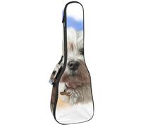 VAPOKF Sac pour ukulélé, housse pour ukulélé soprano ténor concert de 58,4 cm, 10 mm d'épaisseur, rembourré, sangles réglables, sac de transport, motif chien Shih Tzu aquarelle, multicolore,