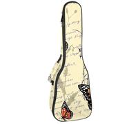 VAPOKF Sac pour ukulélé soprano ténor concert 58,4 cm 10 mm d'épaisseur doux rembourré sangles réglables sac de transport, fleur et papillon sur papier lettre, multicolore, 25.9x9x3.1in/66x23x8cm