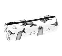 VAPOKF Seals Trousse à crayons en cuir Motif animaux marins