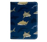 VAPOKF Sharks Under The Ccean Étui portefeuille en cuir pour passeport 11,5 x 16,5 cm, multicolore, 11.5x16.5cm/4.5x6.5 in, Vintage
