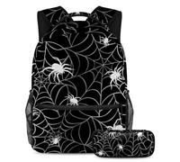 VAPOKF Spider on Webs Ensemble cartable pour adolescentes, filles, garçons, enfants, sac à dos pour étudiant, sac à dos avec trousse à crayons pour école primaire, secondaire et lycée, multicolore,