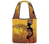 VAPOKF Sunset Sac fourre-tout en toile pour femme africaine Grand sac de transport réutilisable pour l'école, le travail, le bureau, les voyages, le magasinage décontracté