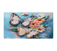 VAPOKF Tapis de cuisine antidérapant lavable et absorbant pour cuisine, couloir, buanderie Motif papillons et marguerites Chrysanthème