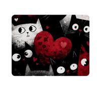 VAPOKF Tapis de souris rectangulaire avec base en caoutchouc pour bureau et maison - Motif chat d'amour - 28 x 22 cm