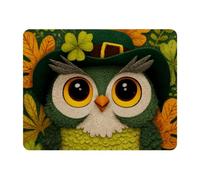 VAPOKF Tapis de souris rectangulaire de la Saint-Patrick en forme de chouette | Tapis de souris rectangulaire pour jeux vidéo | Précision et vitesse améliorées | Base en caoutchouc pour une adhérence