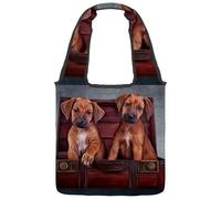 VAPOKF Teo Puppies in a Vintage Wooden Box Canvas Tote Bags Women Shoulder Bags Large Reusable Carry Bag Shoulder Bag For School Work Office Travel Shopping Casual