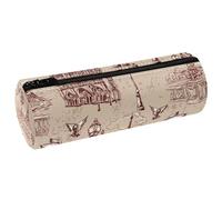 VAPOKF The River Seine Trousse à crayons Notre Dame en cuir synthétique pour fournitures scolaires et de bureau, multicolore, 20x6.3x6.3 CM, Trousse à crayons